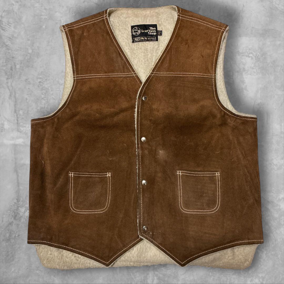 Sears The Leather Shop スエードベスト ブラウン2XLボア