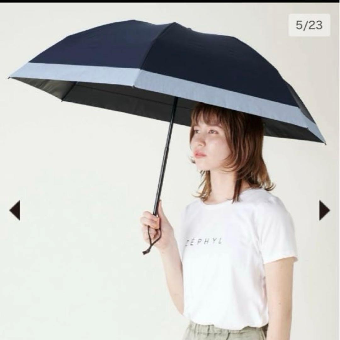 サンバリア 100 折りたたみ日傘 ネイビー 3段折