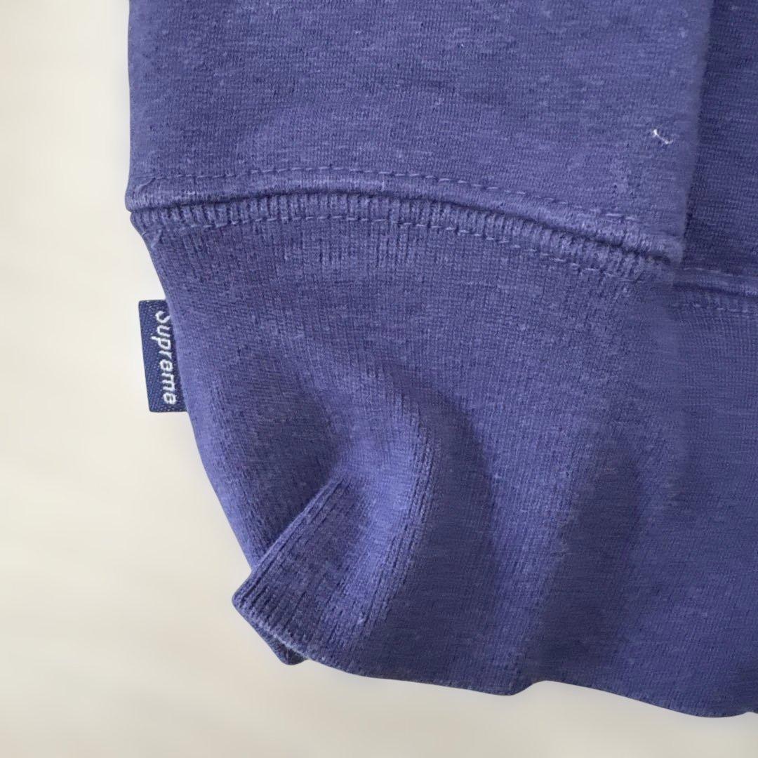 パパイヤ松本様Supreme ネイビー スモールロゴ　フード付きスウェット