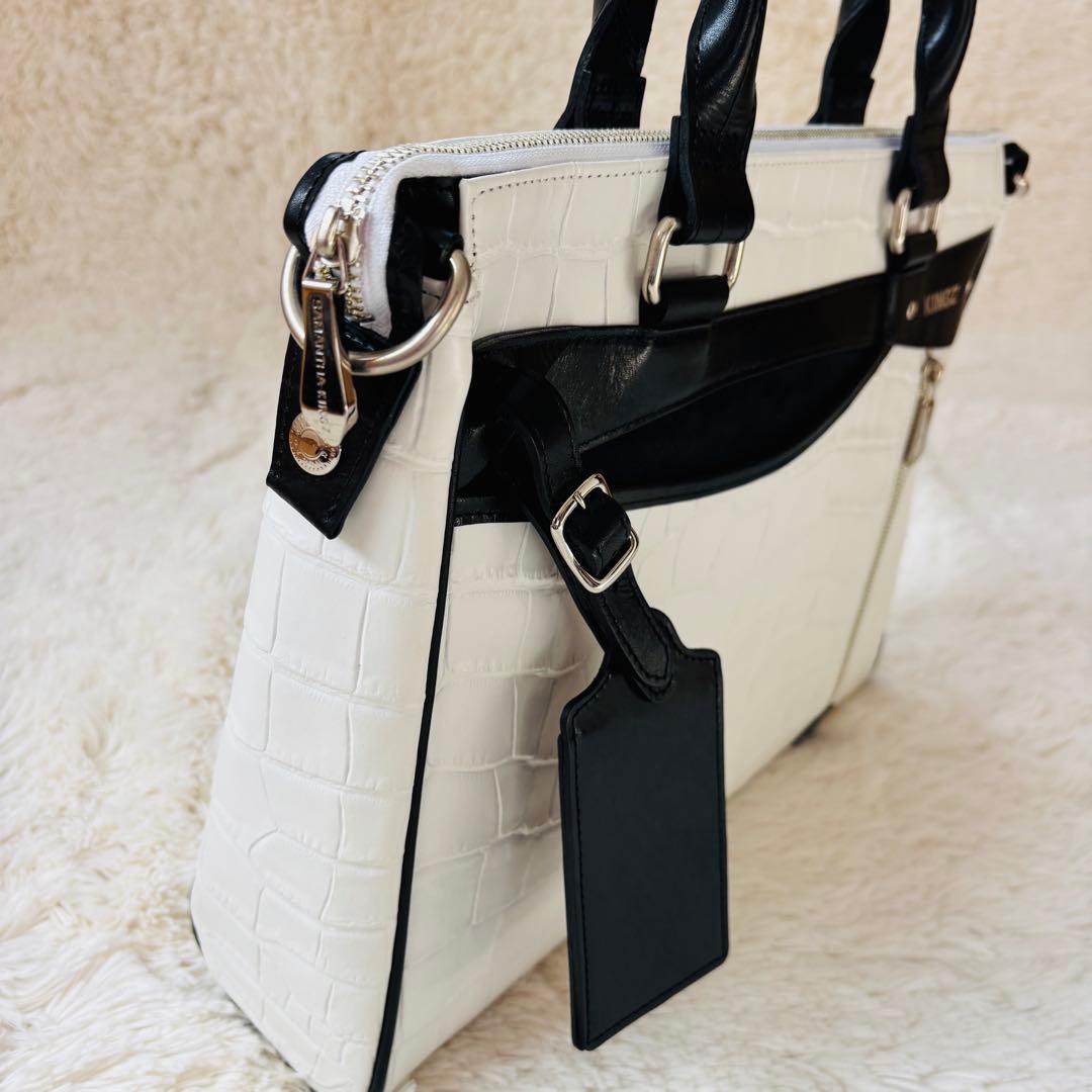 Samantha KINGZ クロコダイル　ホワイト　ビジネスバッグ A4