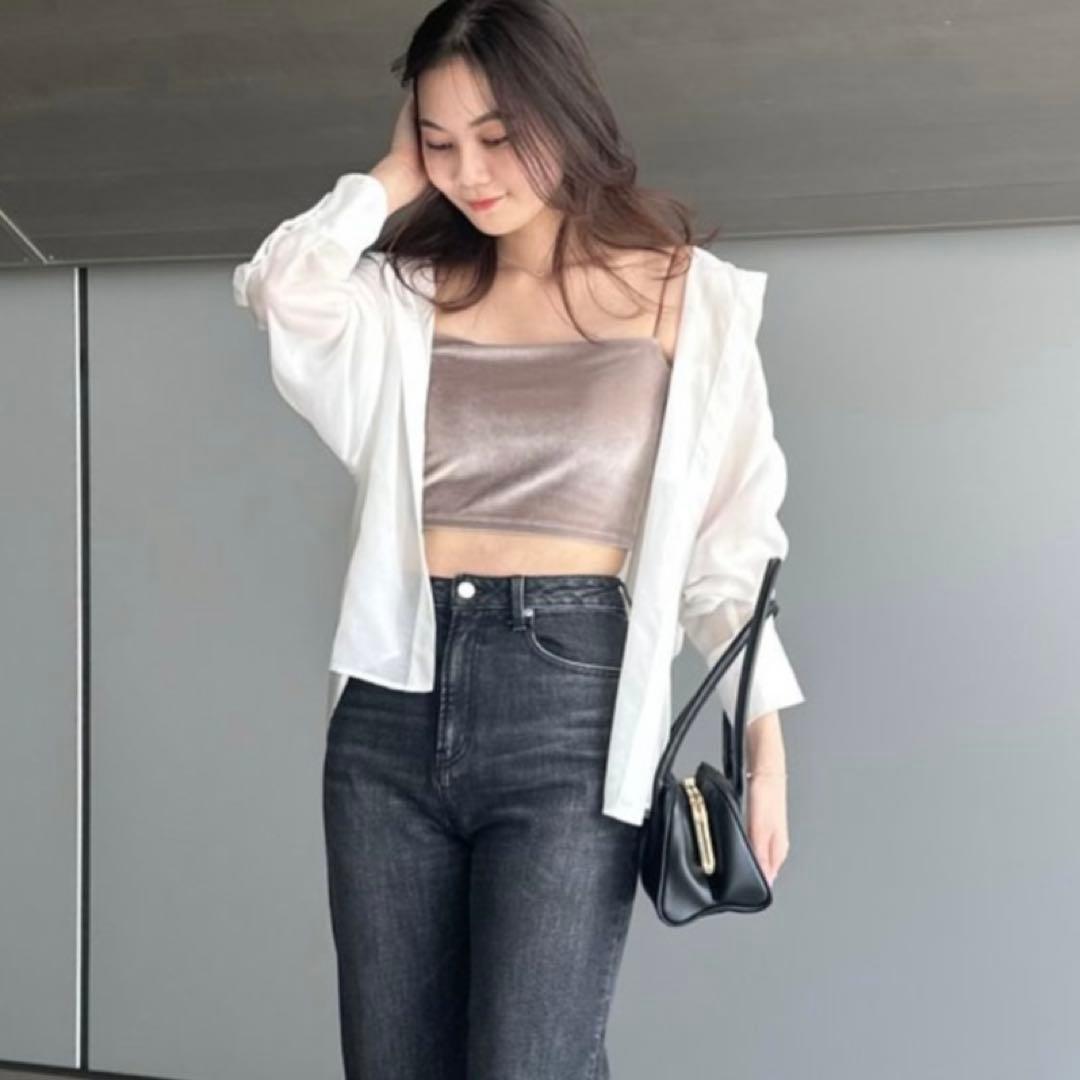 OURWACOAL anuansカップインベロアショートキャミソール