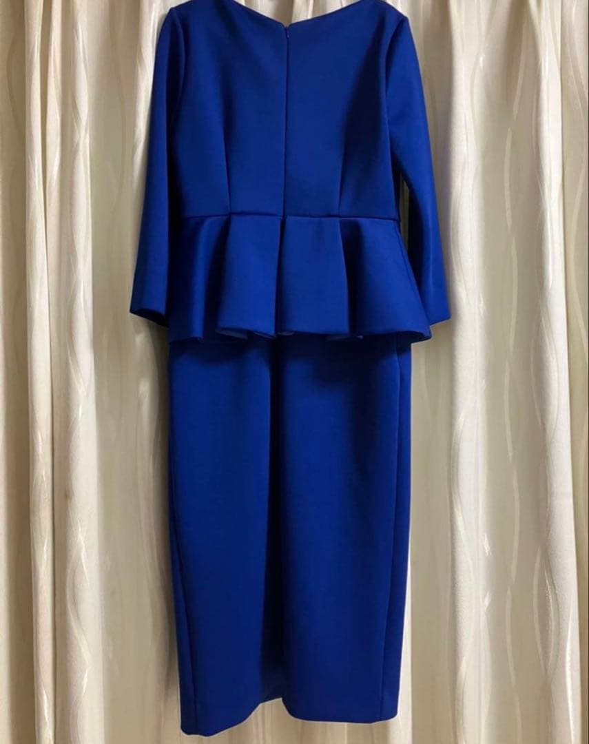未使用に近い美品♡ セルフォード ロイヤルブルー ペプラムワンピース36