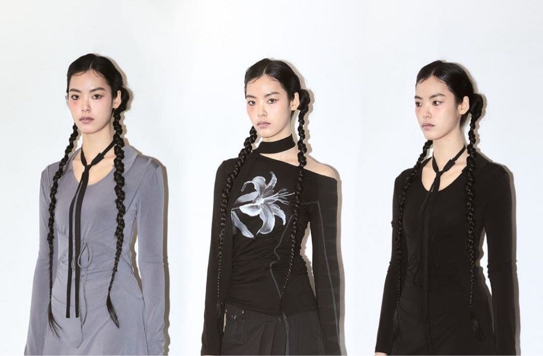 トップス elfelfelfarchives LILY SCARF TOP BLACK