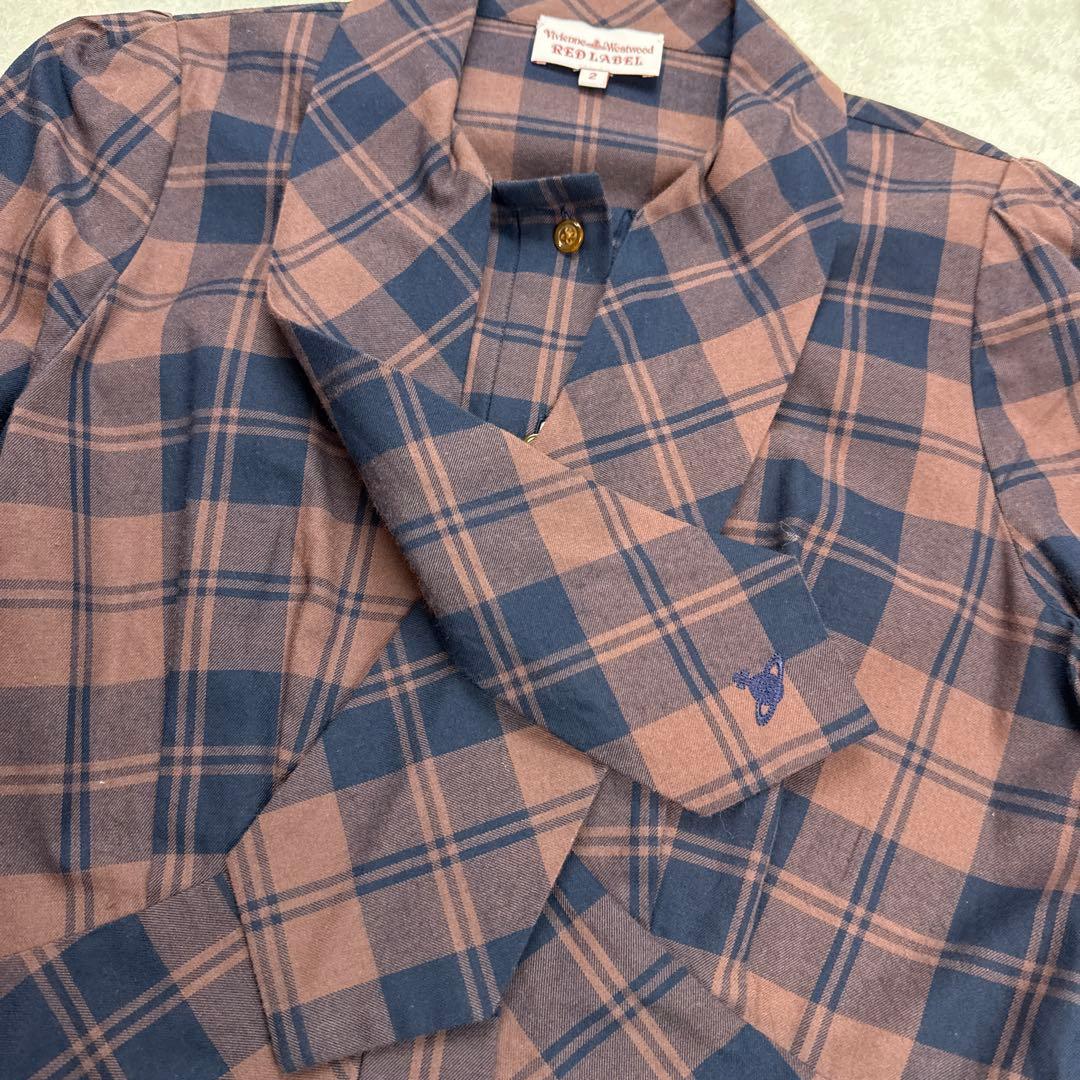 ヴィヴィアンウエストウッド　チェック柄シャツ　リボン　Mサイズ　日本製　極美品