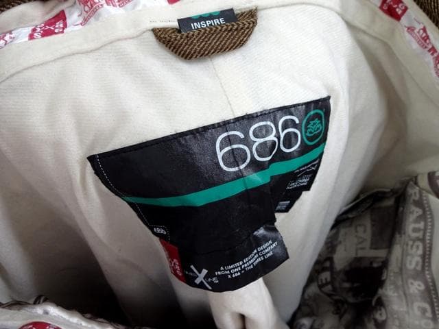 リーバイス×686 ヘリンボーン スノーボード パンツ ブラウン Msize