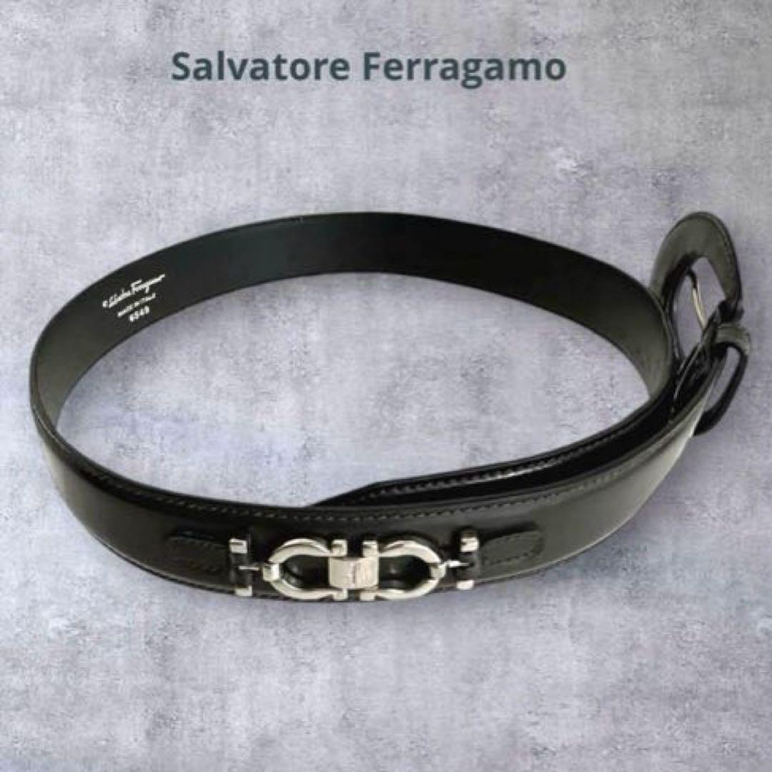 【サルバトーレフェラガモ】ダブルガンチーニ レザー ベルト シルバー金具　正規品