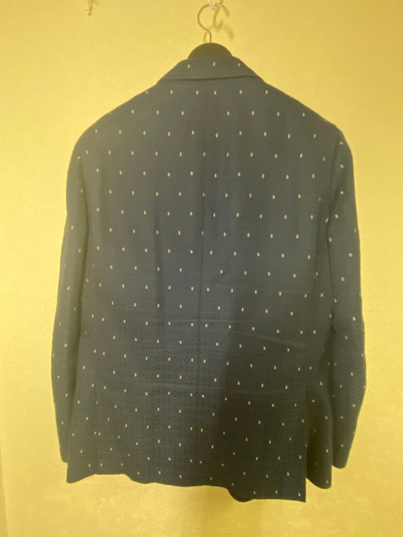 ETRO ネイビー ジャケット 48 光沢有 裏地シルク100%