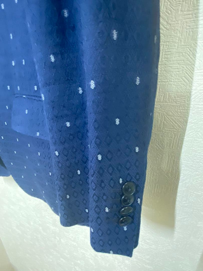 ETRO ネイビー ジャケット 48 光沢有 裏地シルク100%