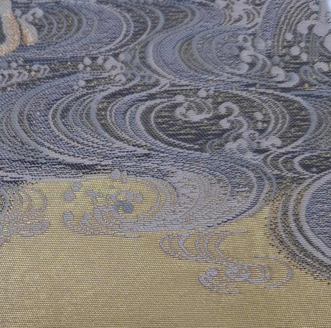 【織り額】金箔に織　額付き　滝に唐獅子