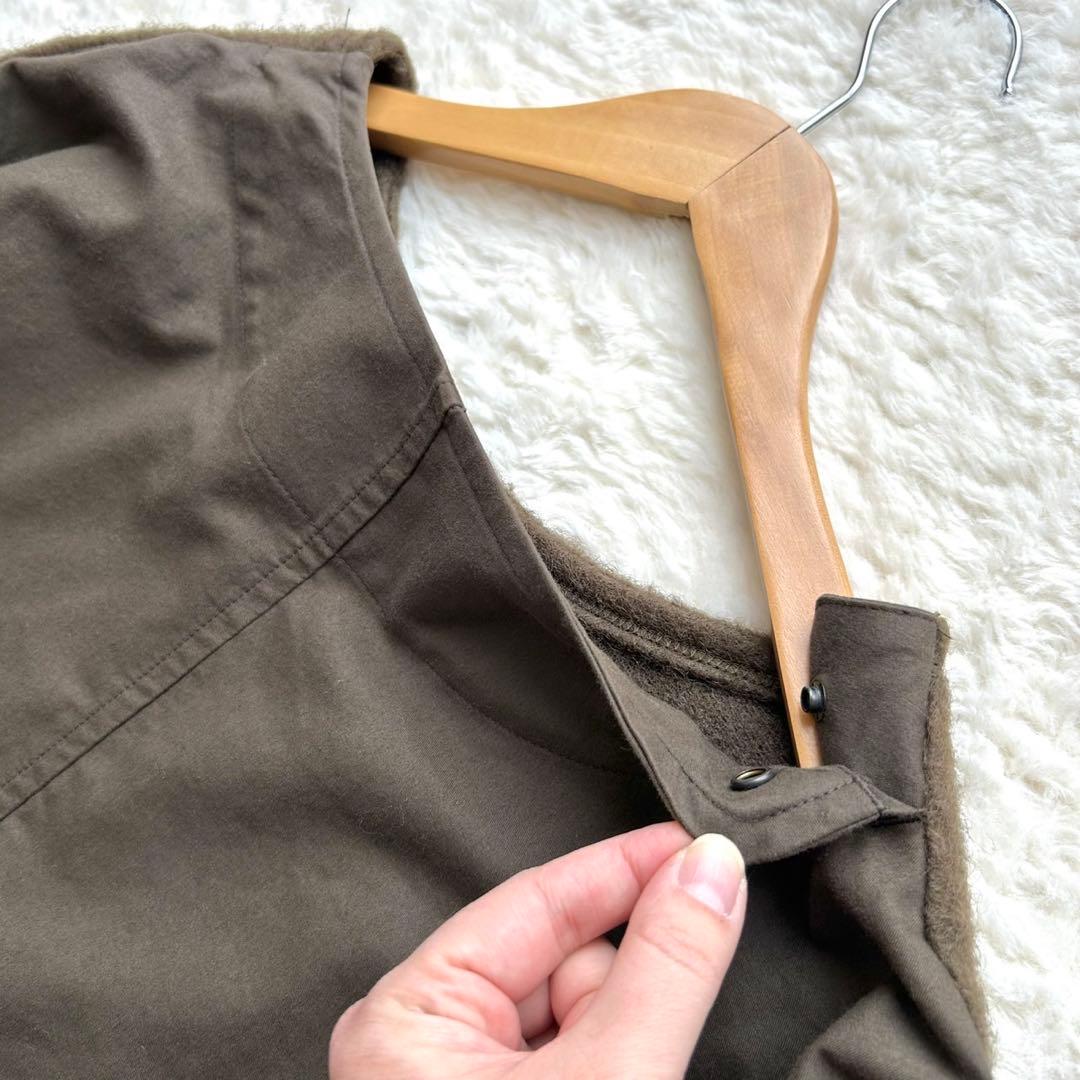 【美品】Y’s ワイズ　異素材　ウール モヘアワンピース　変形　カーキ