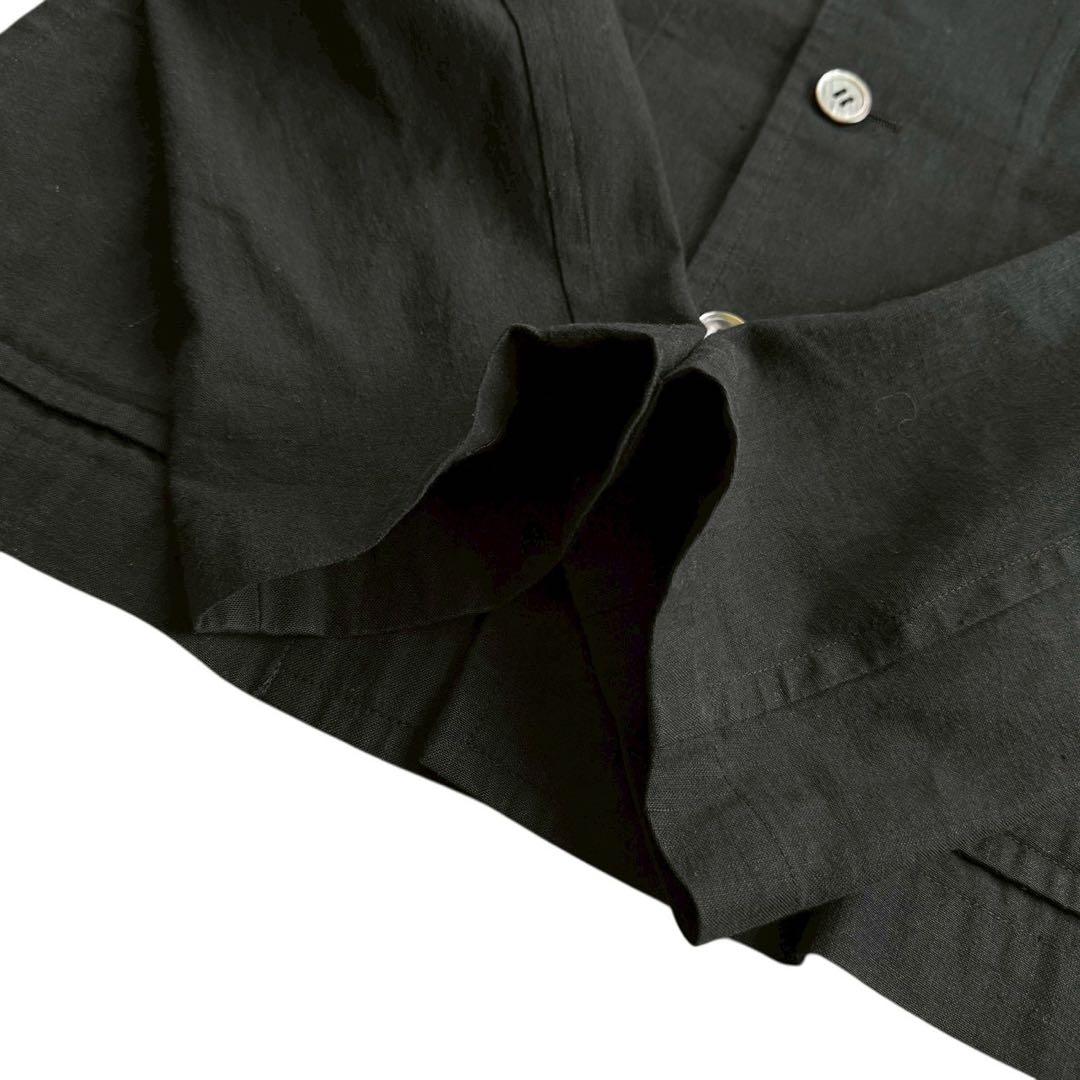 トリココムデギャルソン ブラウス 丸襟 リネン混 ブラック Mサイズ