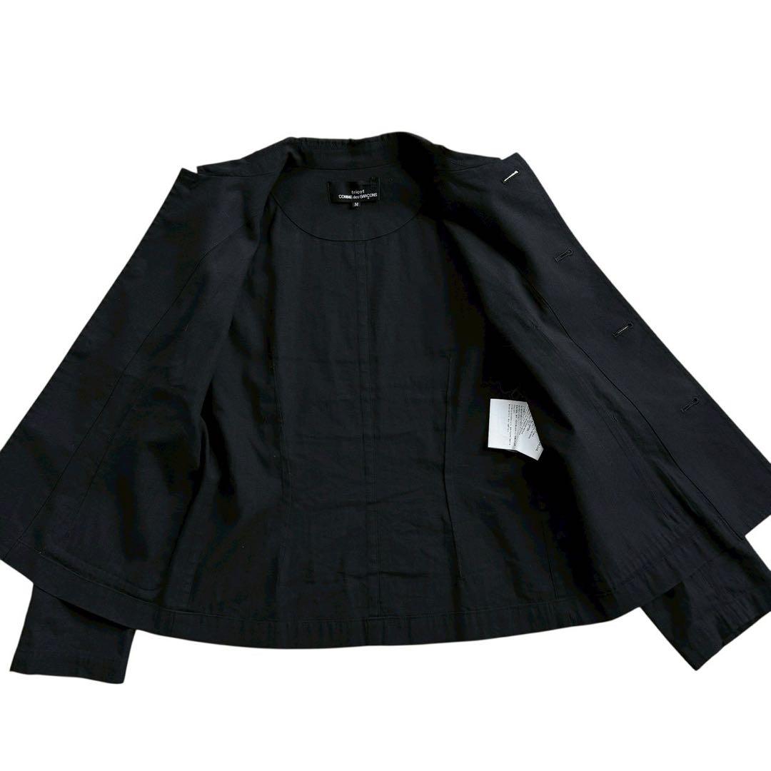 トリココムデギャルソン ブラウス 丸襟 リネン混 ブラック Mサイズ