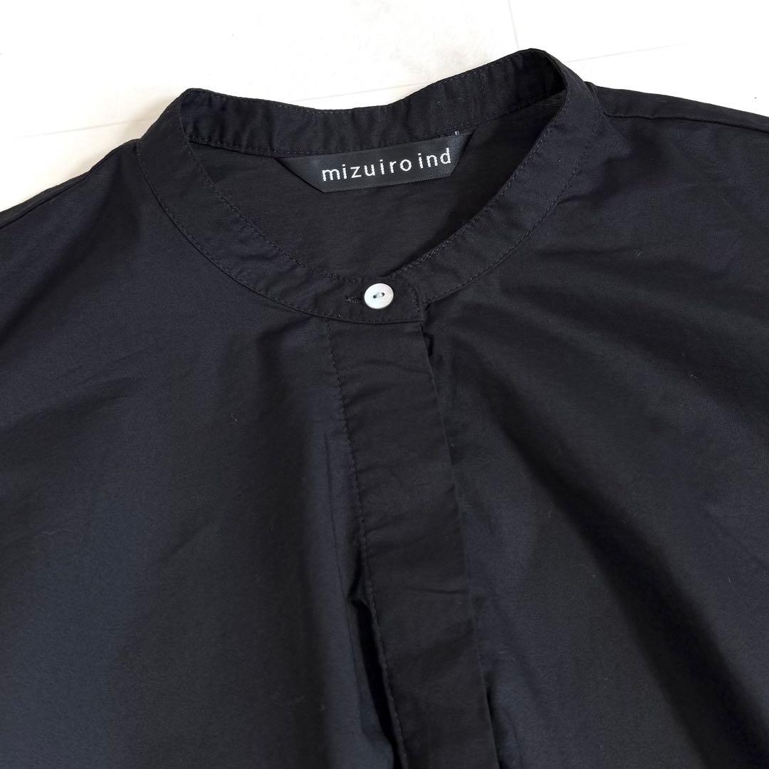【新品】ミズイロインド ピンタックパフスリーブシャツ 定価1.9万円 ブラック