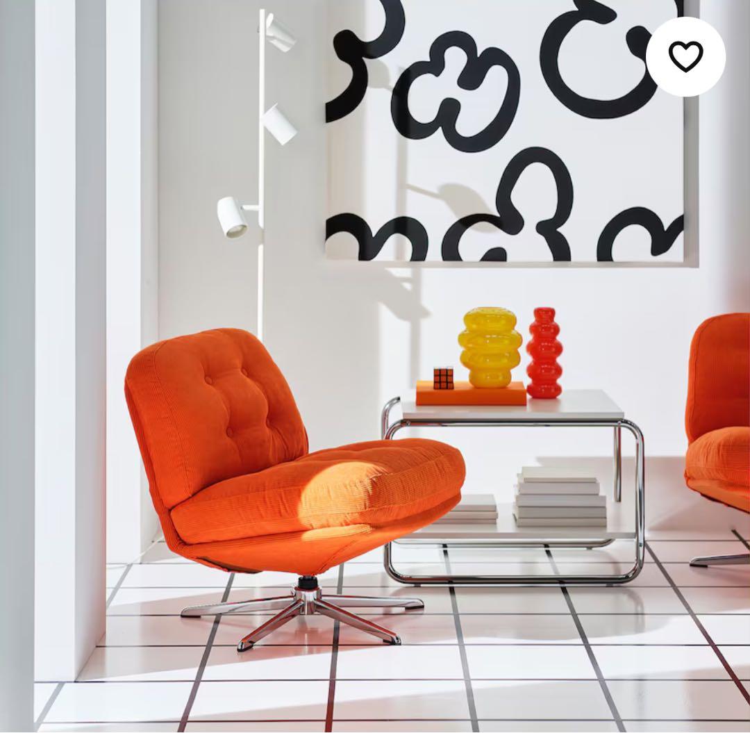 【『新品□未開封』】ディヴリンゲ IKEA 回転パーソナルチェア オレンジ