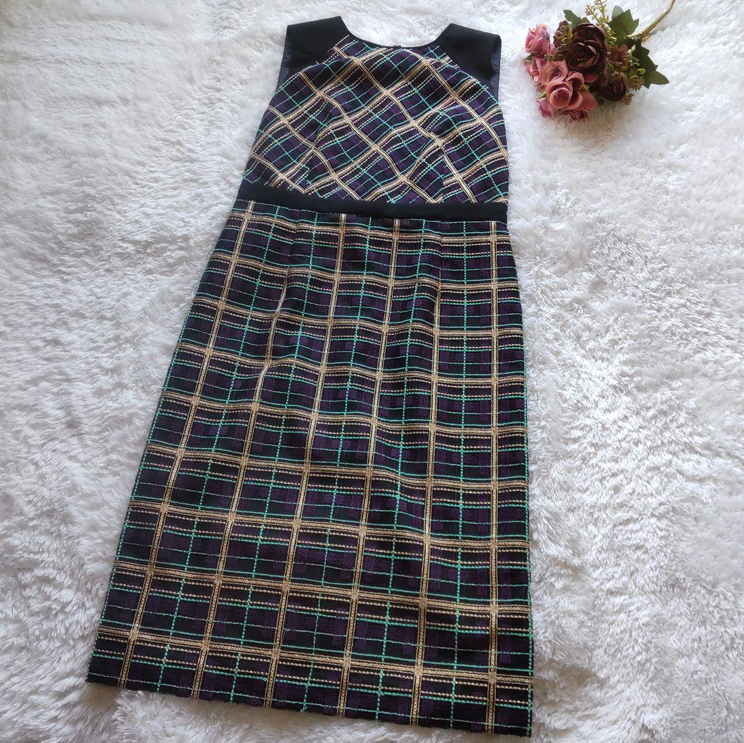 【新品】グレースコンチネンタル チェック レース ワンピース 38