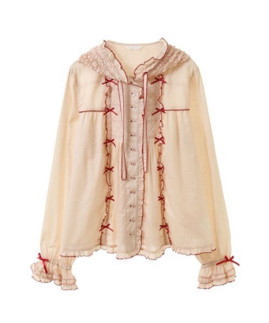 ピンクハウス サンタフード付きローンブラウス キナリ