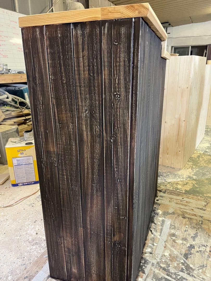 現品処分品　木製ダークブラウンカウンターテーブル