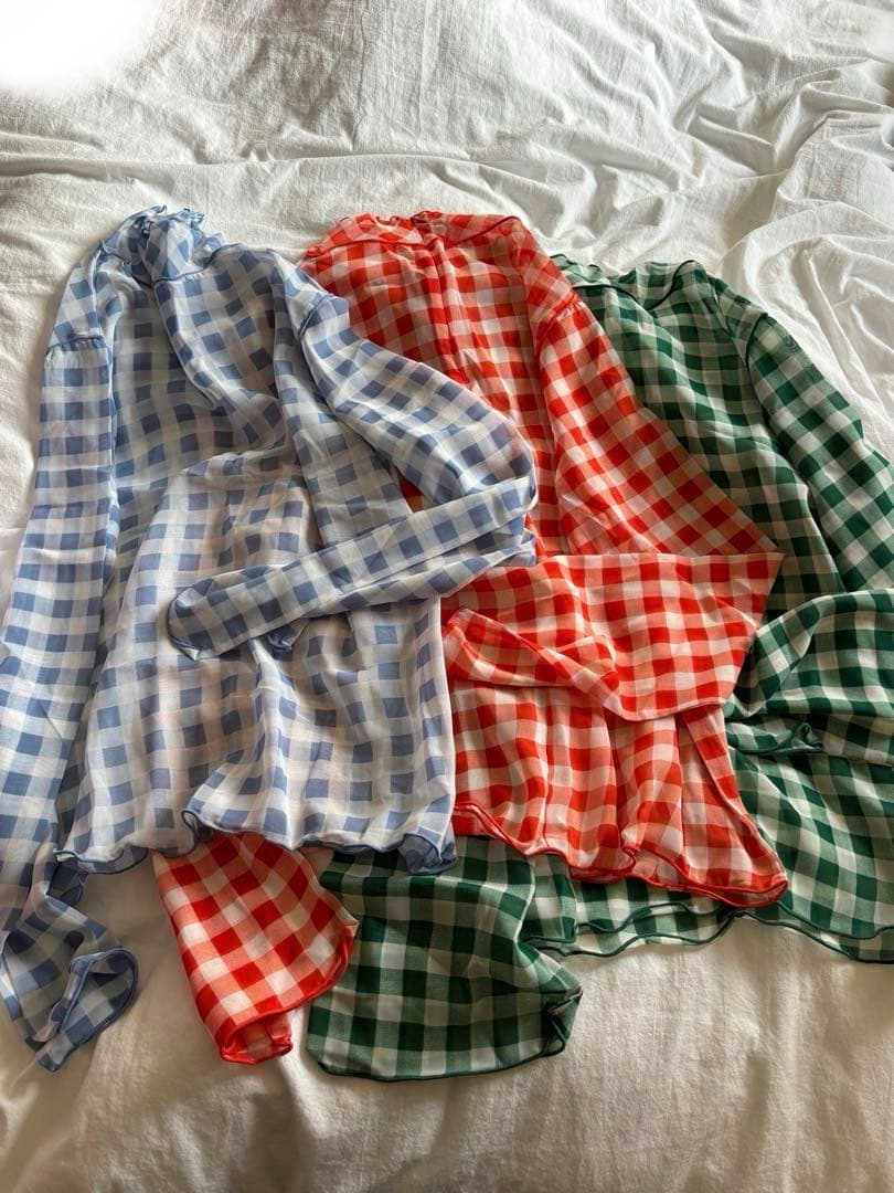 POPPY ハイネックシースルー チェック 緑×白 あさぎーにょ