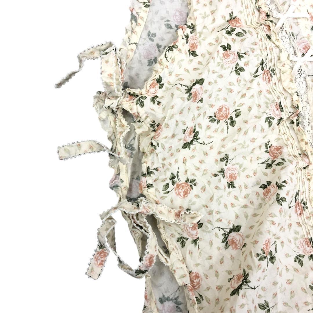 PINK HOUSE ピンクハウス エプロンタブリエ 花柄 フリル ベージュ系