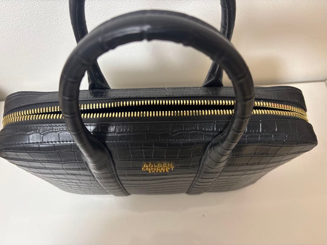 GOLDEN CONCEPT ブリーフケース 黒 クロコ調エンボスレザー 美品