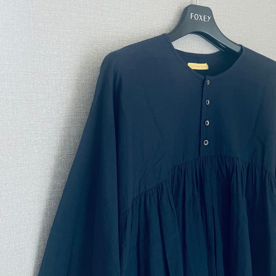 未使用級✨ヨーガンレール イエローレーベル ギャザー切替チュニック 紺 インド製