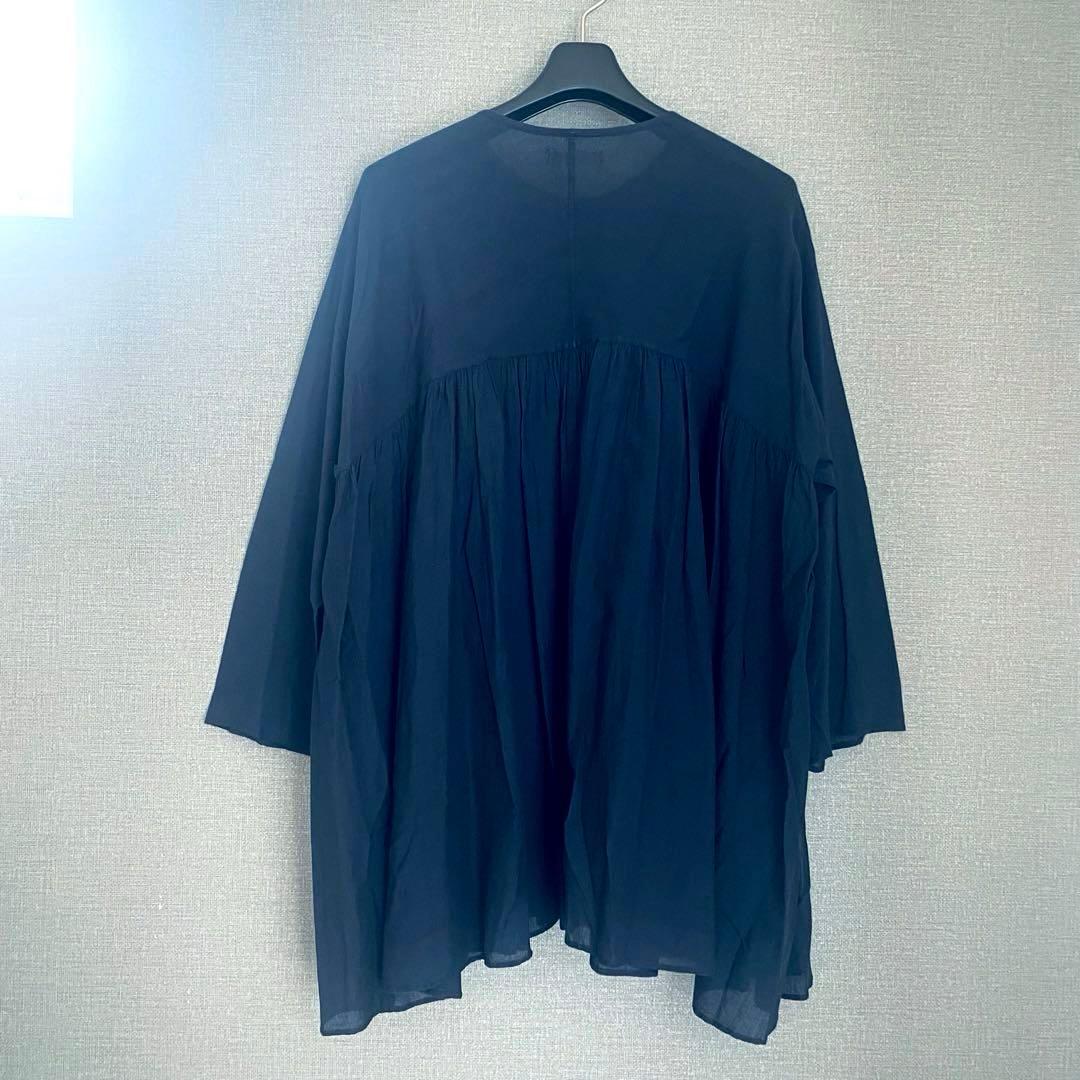 未使用級✨ヨーガンレール イエローレーベル ギャザー切替チュニック 紺 インド製