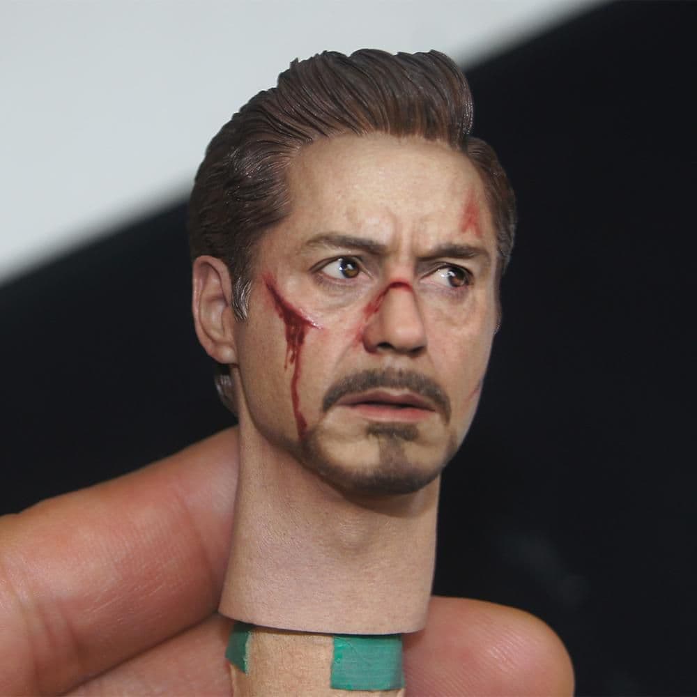 トニー アベンジャーズ3 フィギュアヘッド 傷跡付き