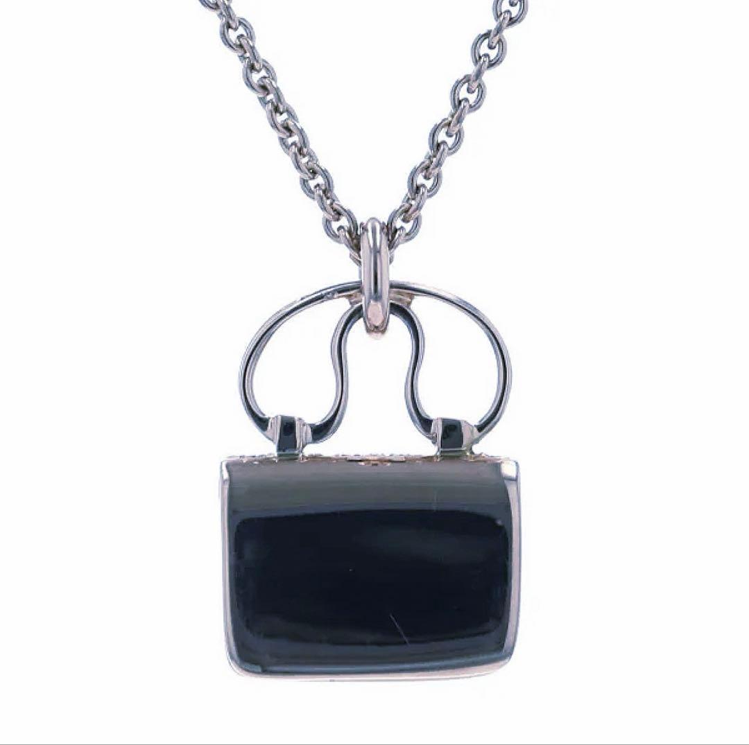 HERMES ネックレス アミュレットコンスタンス K18WG×ダイヤモンド美品