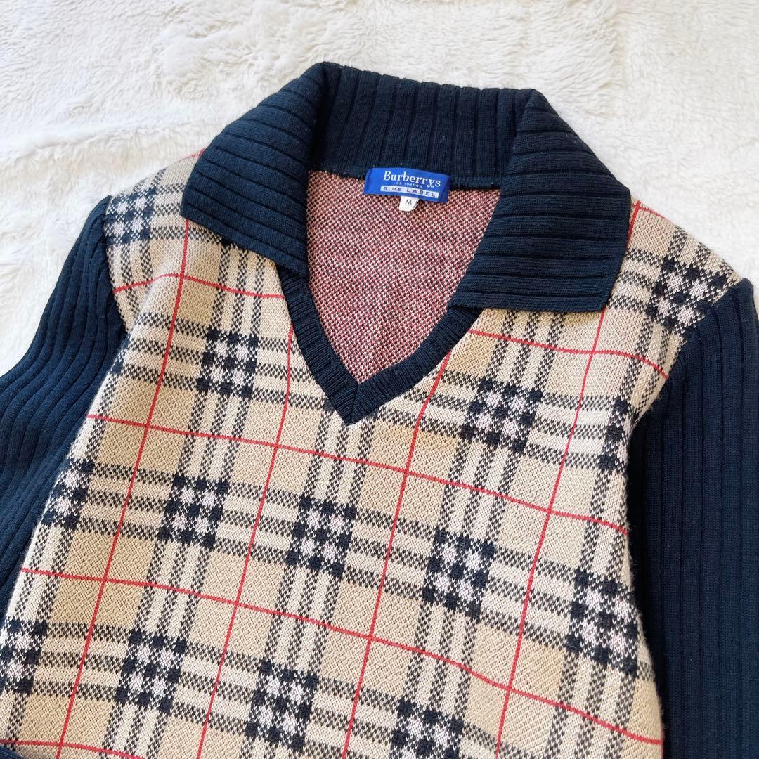 BURBERRY BLUE LABEL 切り替えニットスキッパーワンピース