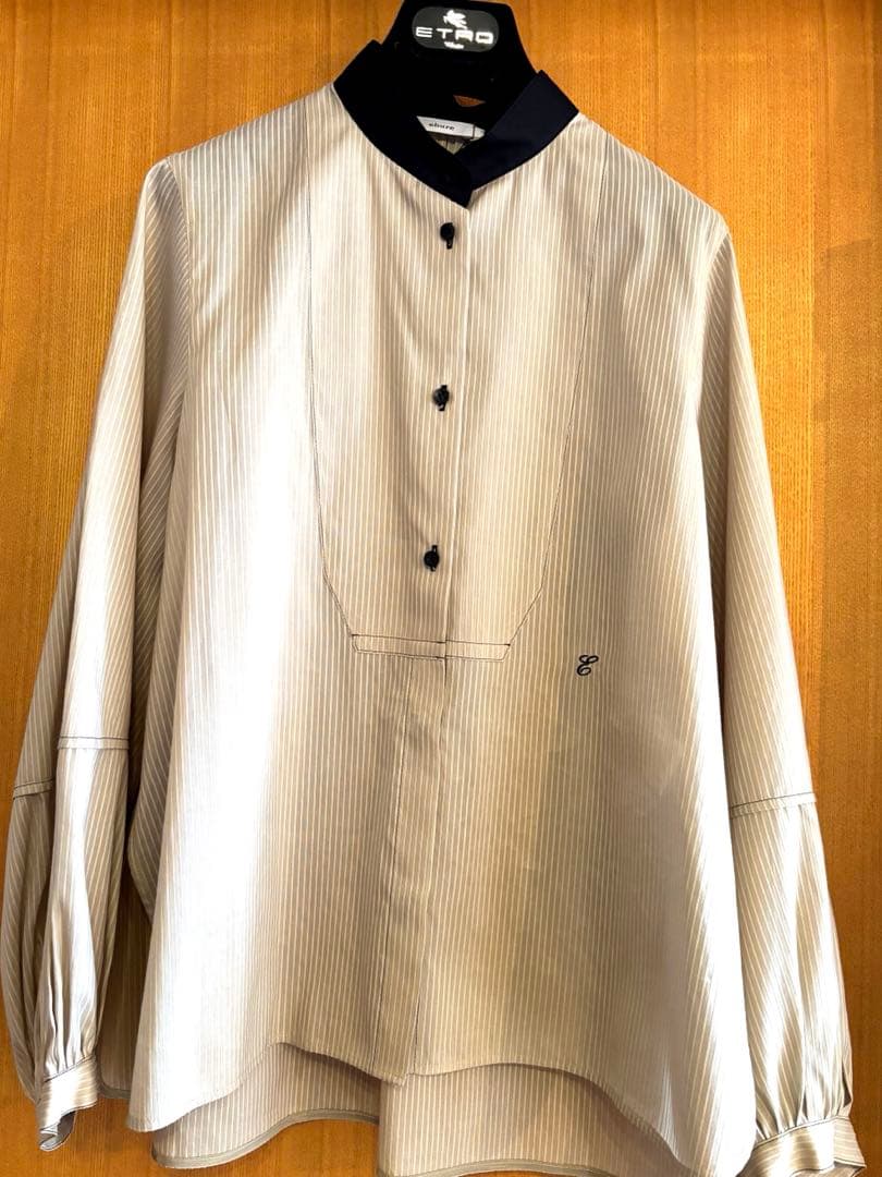 ebure Ron Hermanシルクコットンスルーストライプ ブラウス