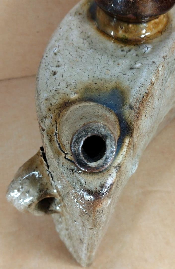 【本物保証】金城次郎 海老魚紋抱瓶 共箱 栞 ｗ28㎝超 壷屋焼 人間国宝 無傷