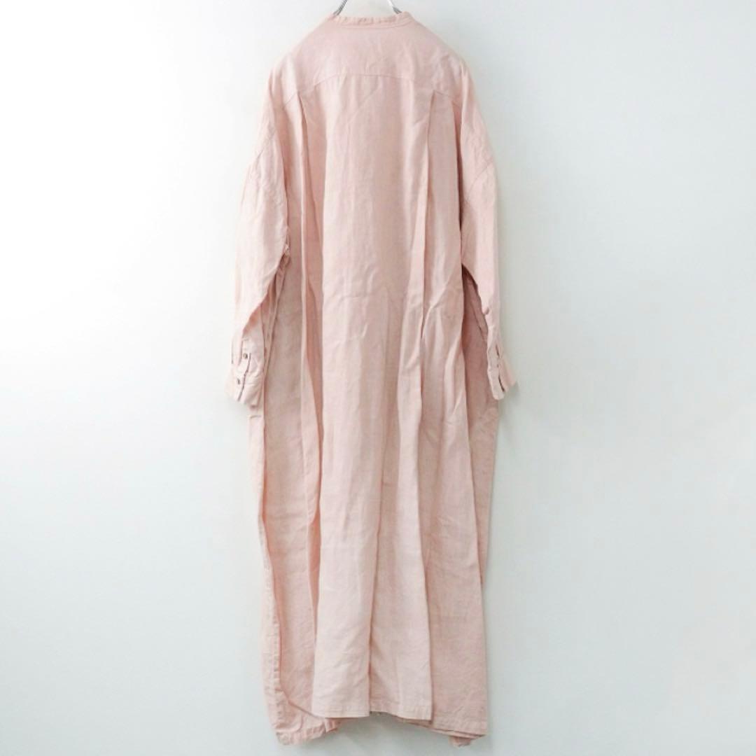 希少✨ネストローブ　リネン天然染めビッグシャツワンピース　ピンク