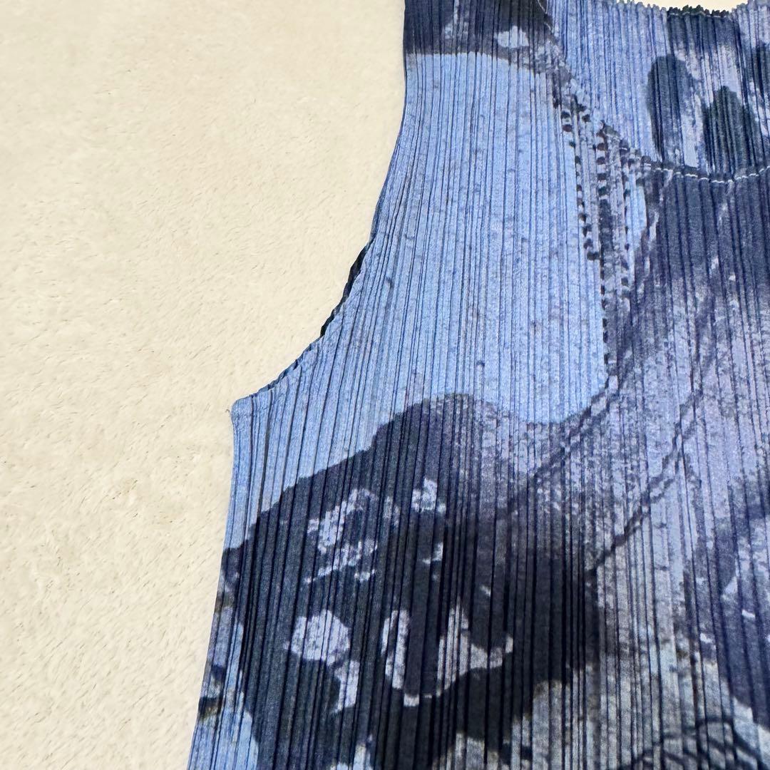 美品✨PLEATS PLEASE 鯉　和柄　日本画　プリーツ　ネイビー　トップス