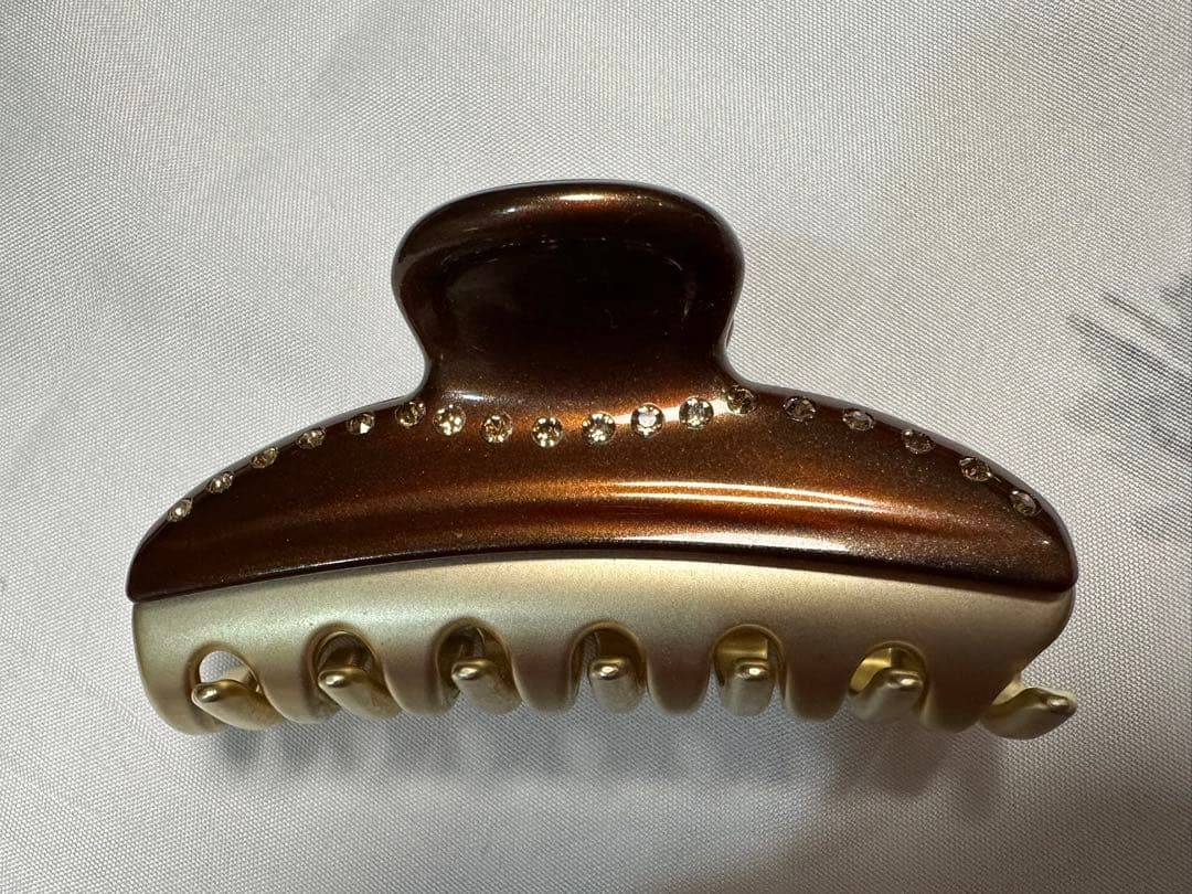 【美品】アレクサンドルドゥパリ ヘアクリップ7.5cm ブラウン