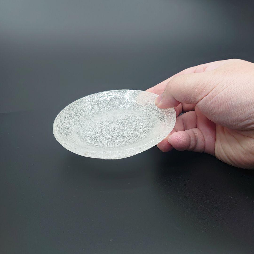【倉敷ガラス】小谷眞三作 吹きガラス白の泡 小皿五客セット