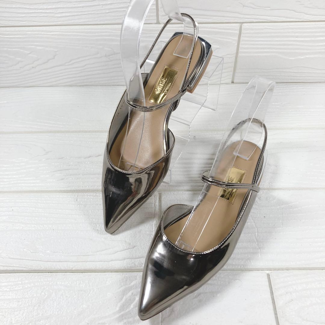 【美品】　GRISEポインテッドストラップスリングバック　22㎝ ミュール