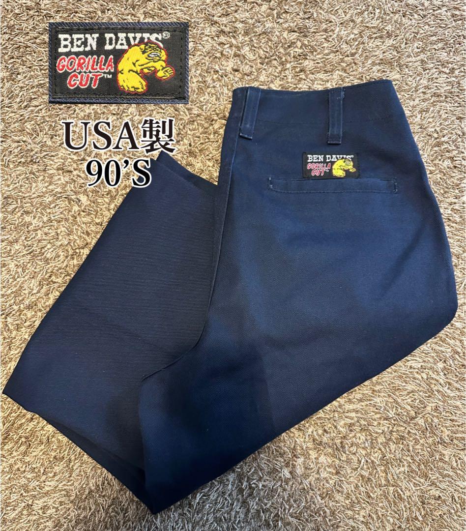 希少　美品　90s USA製 ベンデイビス　ゴリラカット フリスコパンツ　紺色