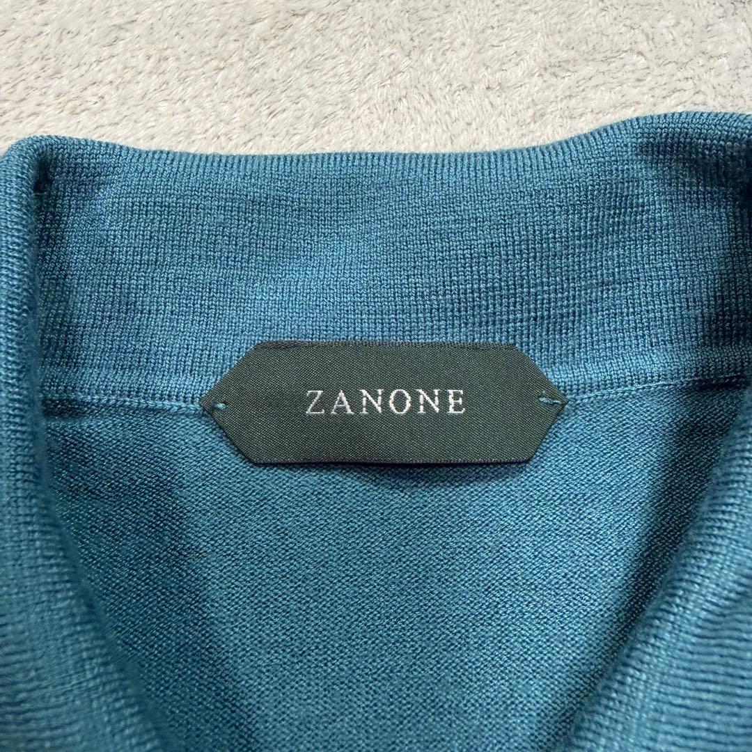 ザノーネ　ニット　シャツ　46サイズ　ウール　ブルー系