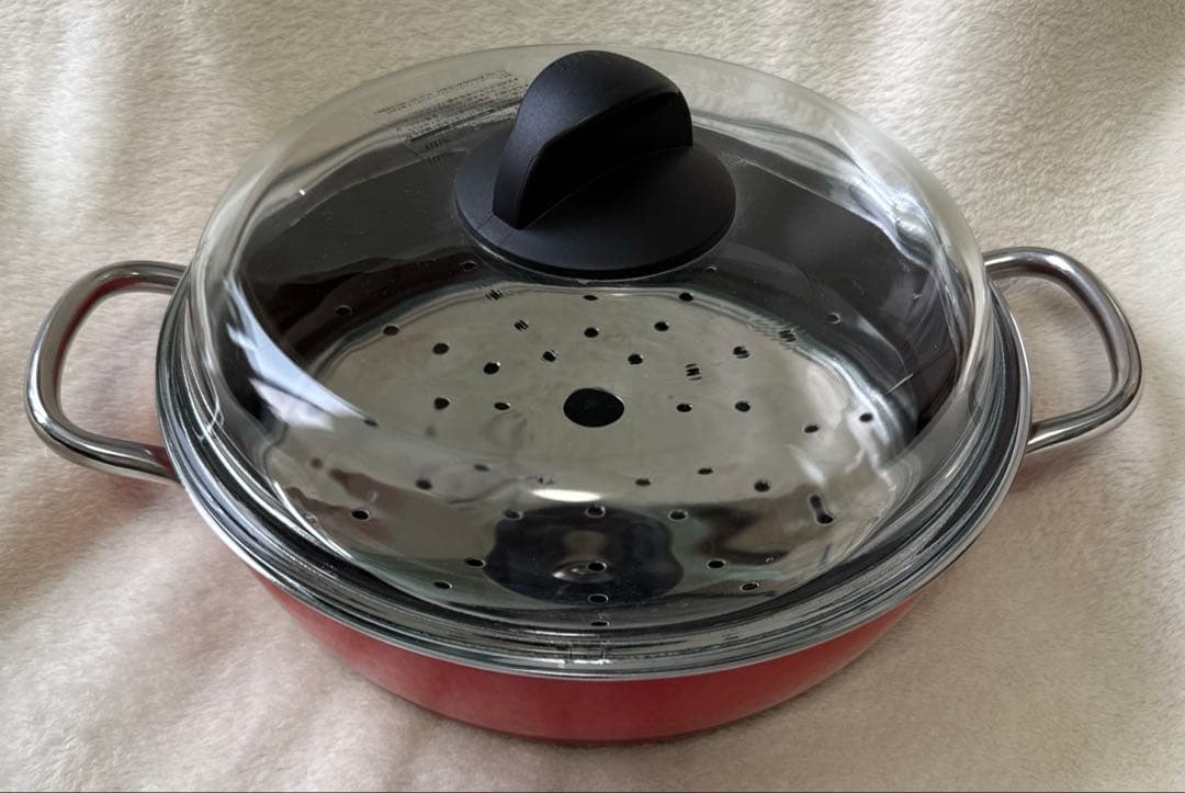 P*o様 シリットsilit シチューパン24cm レッド　スノコ/ガラス蓋付き