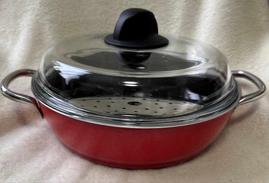 P*o様 シリットsilit シチューパン24cm レッド　スノコ/ガラス蓋付き
