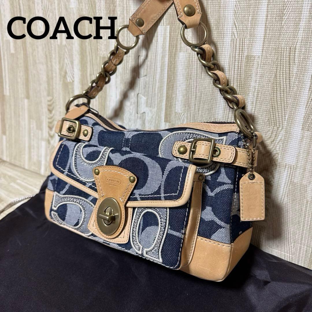 【超美品】COACHコーチ デニムバッグ　ハンドバッグ ヴィンテージ◇希少品◇