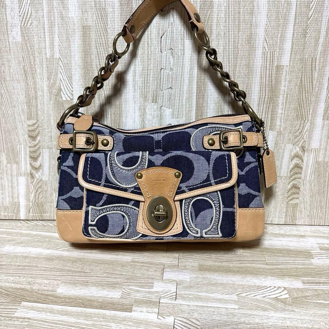 【超美品】COACHコーチ デニムバッグ　ハンドバッグ ヴィンテージ◇希少品◇