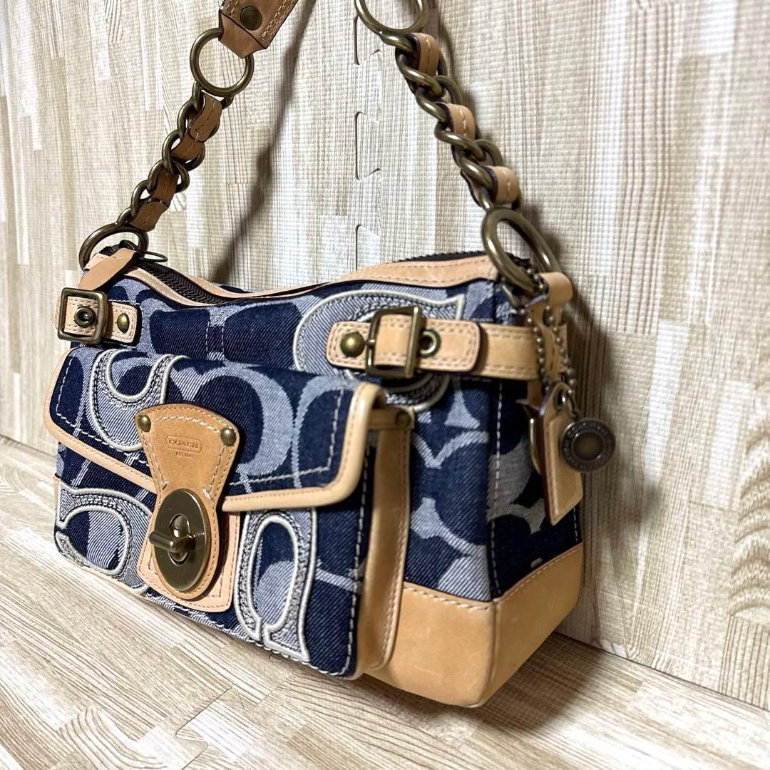 【超美品】COACHコーチ デニムバッグ　ハンドバッグ ヴィンテージ◇希少品◇
