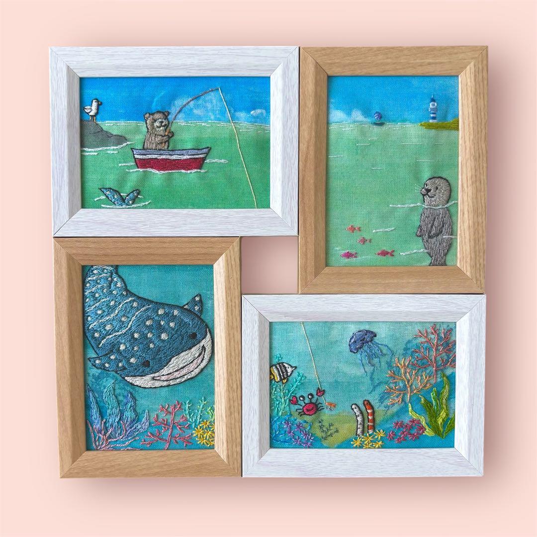 哲*直様 フレーム　ハンドメイド　手刺繍