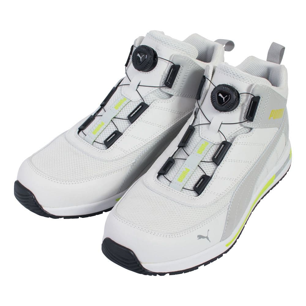 プーマ安全靴#63.213 25.5cmスイッチバックホワイトディスクミッド