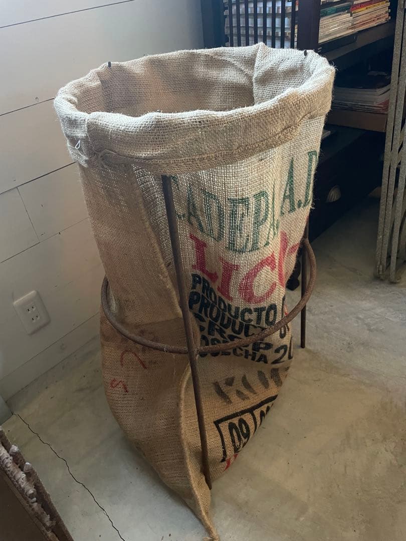 ヴィンテージ コーヒー麻袋 アイアンスタンド 収納 店舗什器