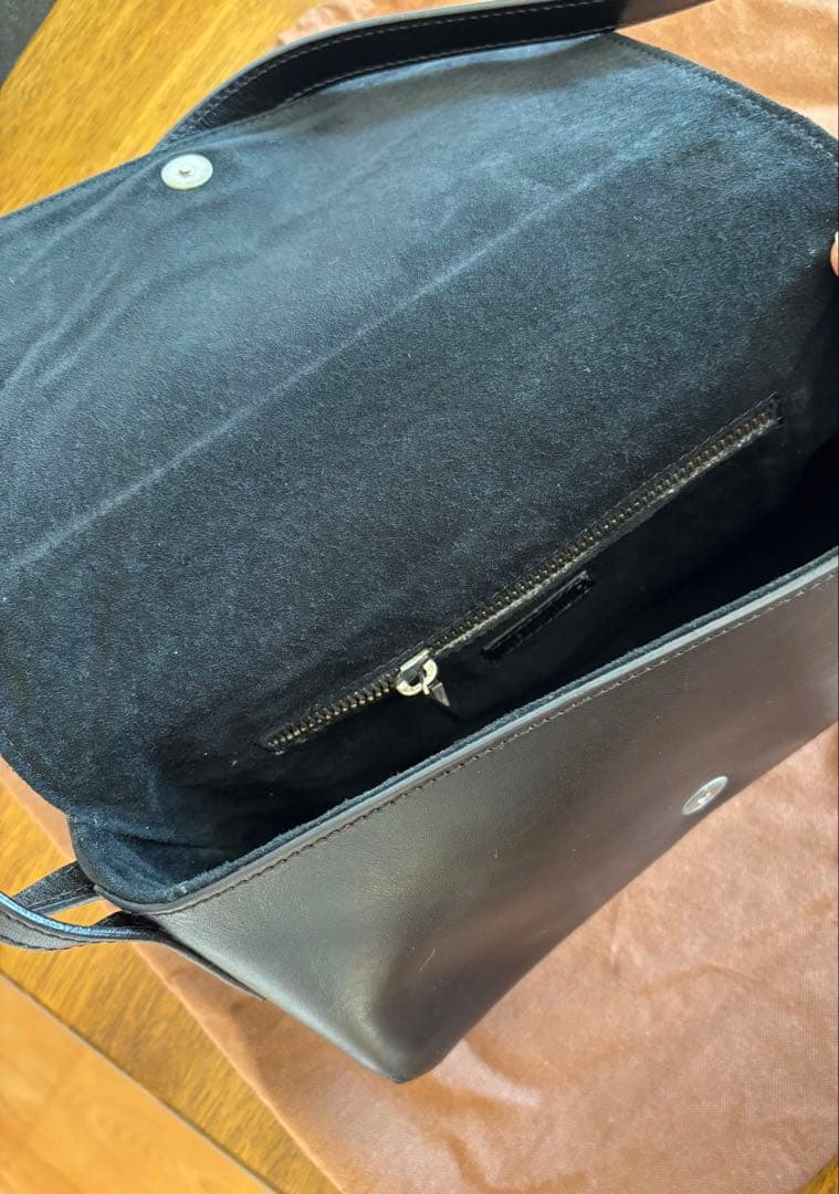 HIROFU ヒロフ 本革 レザー フォーマル ハンドバッグ 黒