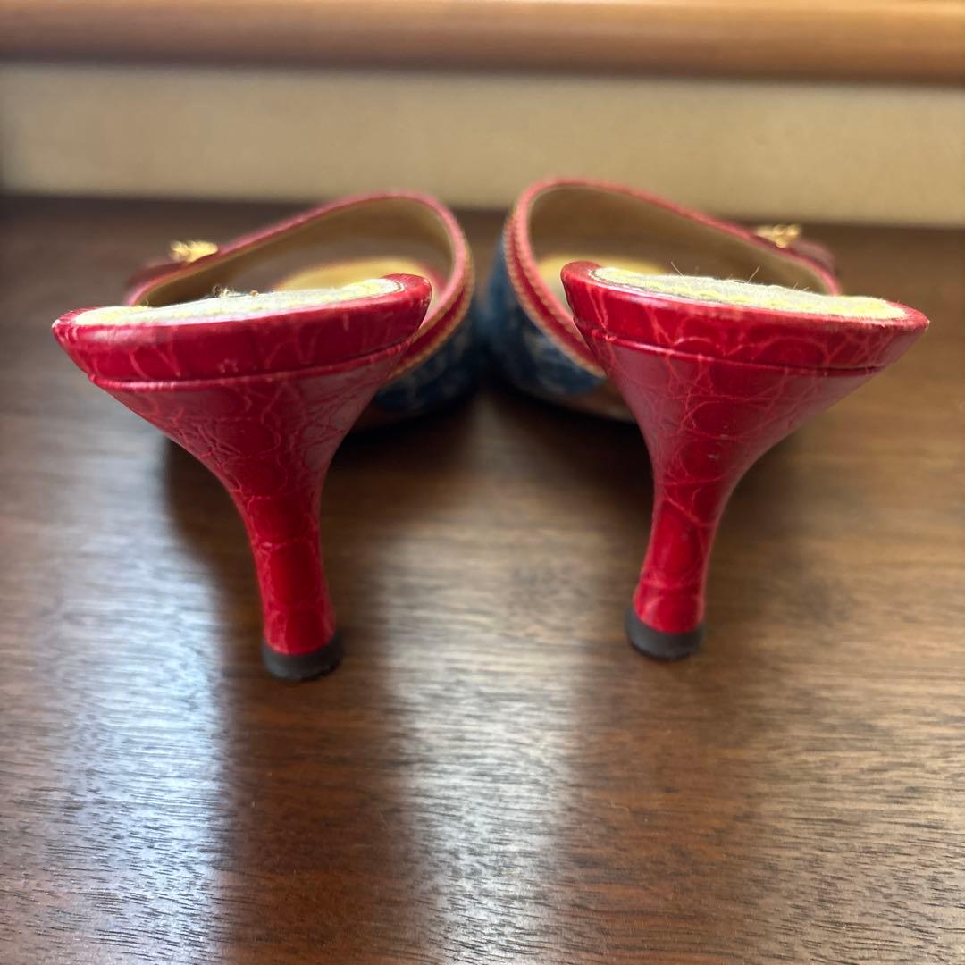 Louis Vuitton デニム レッド ミュール