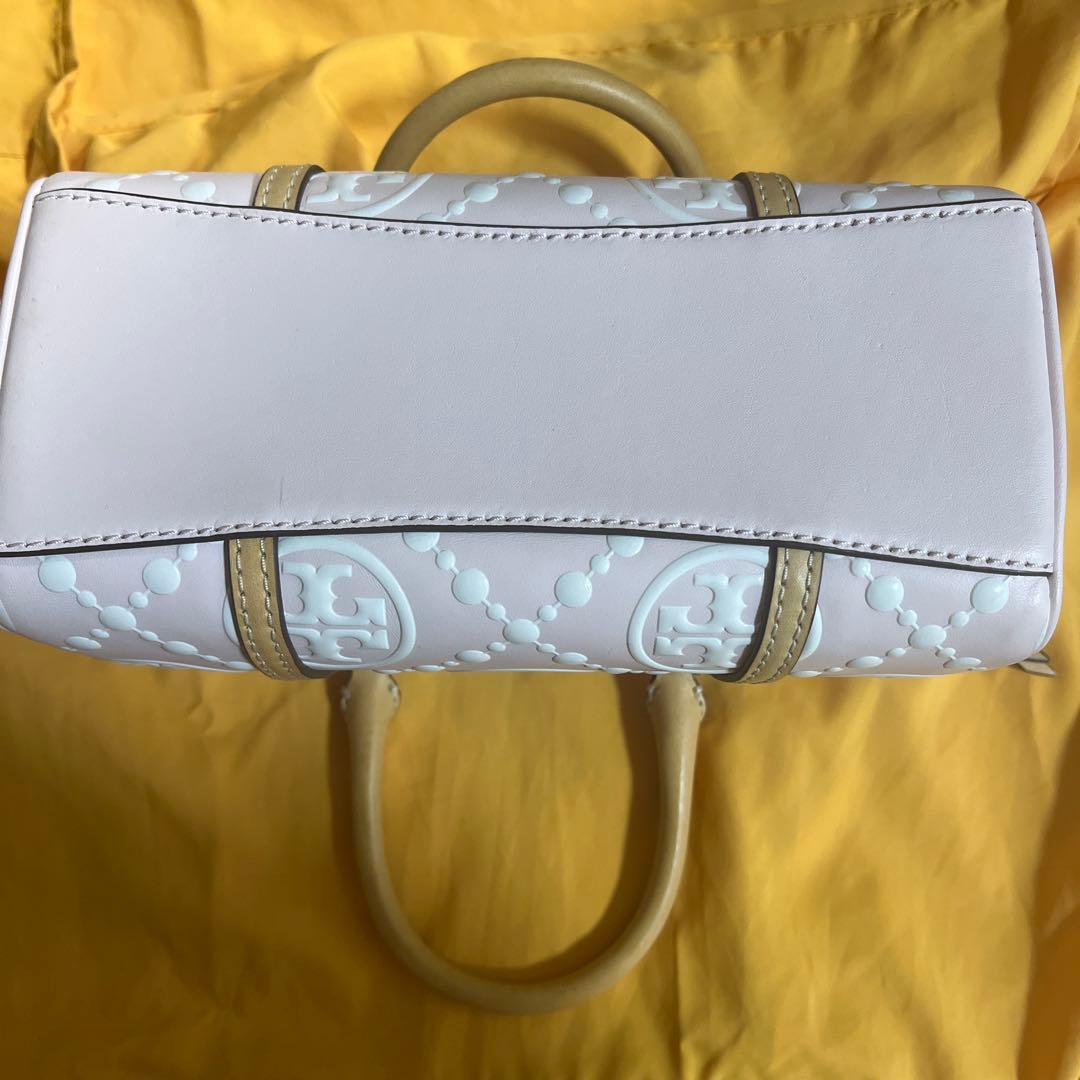 最終価格☆トリーバーチTモノグラム ペブル プチバレルバッグ ピンク