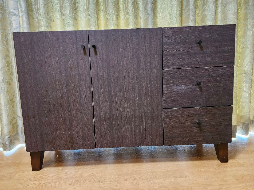 【ループ・ループ】ダークブラウンキャビネット 3引き出し